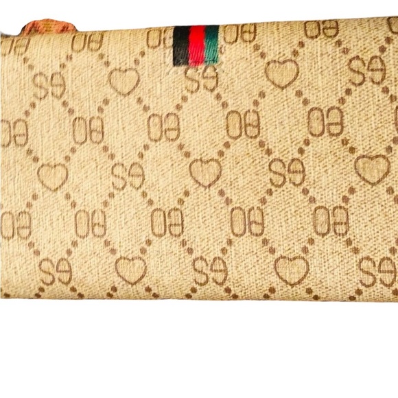 Double G mobile phone wallet or clutch faux leather w/ canvas stripe - Picture 4 of 8